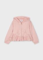 MAYORAL Dievčenská mikina s volánom a kapucňou ružová Girl zip ruffle hoodie blush 3477 | Welcomebaby.sk