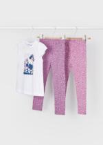 MAYORAL Legíny s tričkom fialový Leggings set 3 pieces mauve 3708 | Welcomebaby.sk
