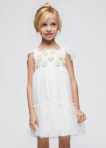 MAYORAL Tylové šaty s kvetmi jemne krémové Tulle dress off white 3929 | Welcomebaby.sk