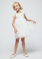 MAYORAL Tylové šaty s kvetmi jemne krémové Tulle dress off white 3929 | Welcomebaby.sk