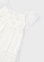 MAYORAL Tylové šaty s kvetmi jemne krémové Tulle dress off white 3929 | Welcomebaby.sk