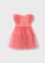 ABEL & LULA Tylové šaty s nariasenými rukávmi Tulle dress 5047 salmon | Welcomebaby.sk