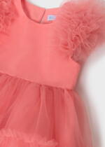 ABEL & LULA Tylové šaty s nariasenými rukávmi Tulle dress 5047 salmon | Welcomebaby.sk