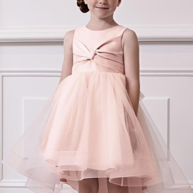 ABEL & LULA Tylové šaty s veľkou mašľou ružové Shimer tulle dress pink 5037 | Welcomebaby.sk