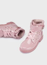MAYORAL Dievčenské nízke čižmy ružové Girl patent leather biker boots rosa 46388 | Welcomebaby.sk