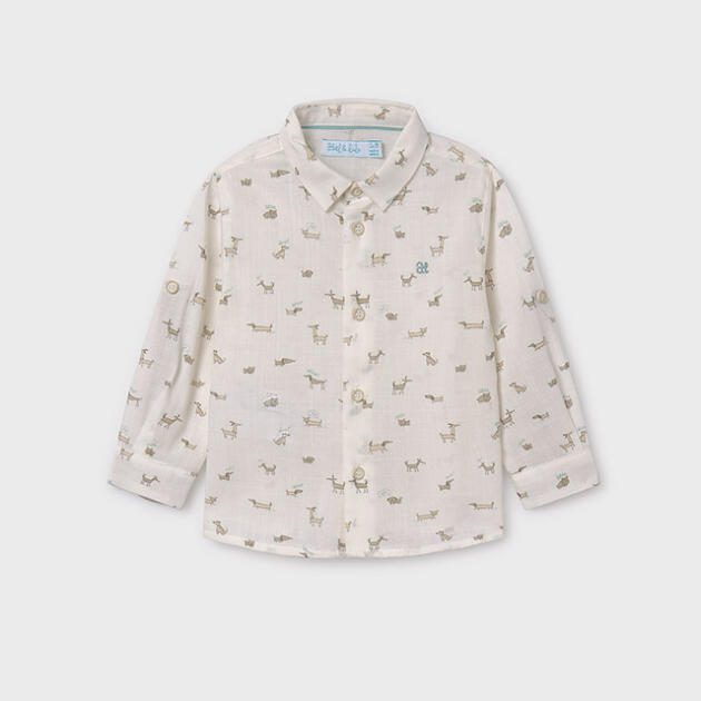 ABEL & LULA Vzorovaná košeľa pre bábätká svetlá béžová Long sleeved shirt crudo 5143 | Welcomebaby.sk