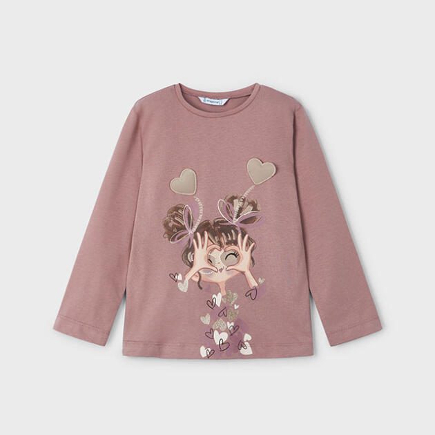 MAYORAL Tričko s dlhým rukávom ružové Long sleeved tshirt rosa 4073 | Welcomebaby.sk