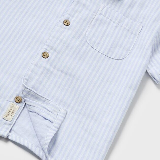 MAYORAL Pásikavá košeľa pre bábätká modrá Baby Bambula Gingham Shirt powder blue 1110 | Welcomebaby.sk