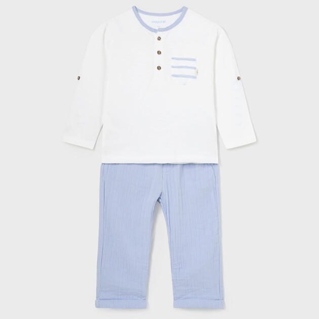 MAYORAL Set nohavice a tričko pre bábätká modrý Baby 2 Piece Bambula Set blue 1554 | Welcomebaby.sk
